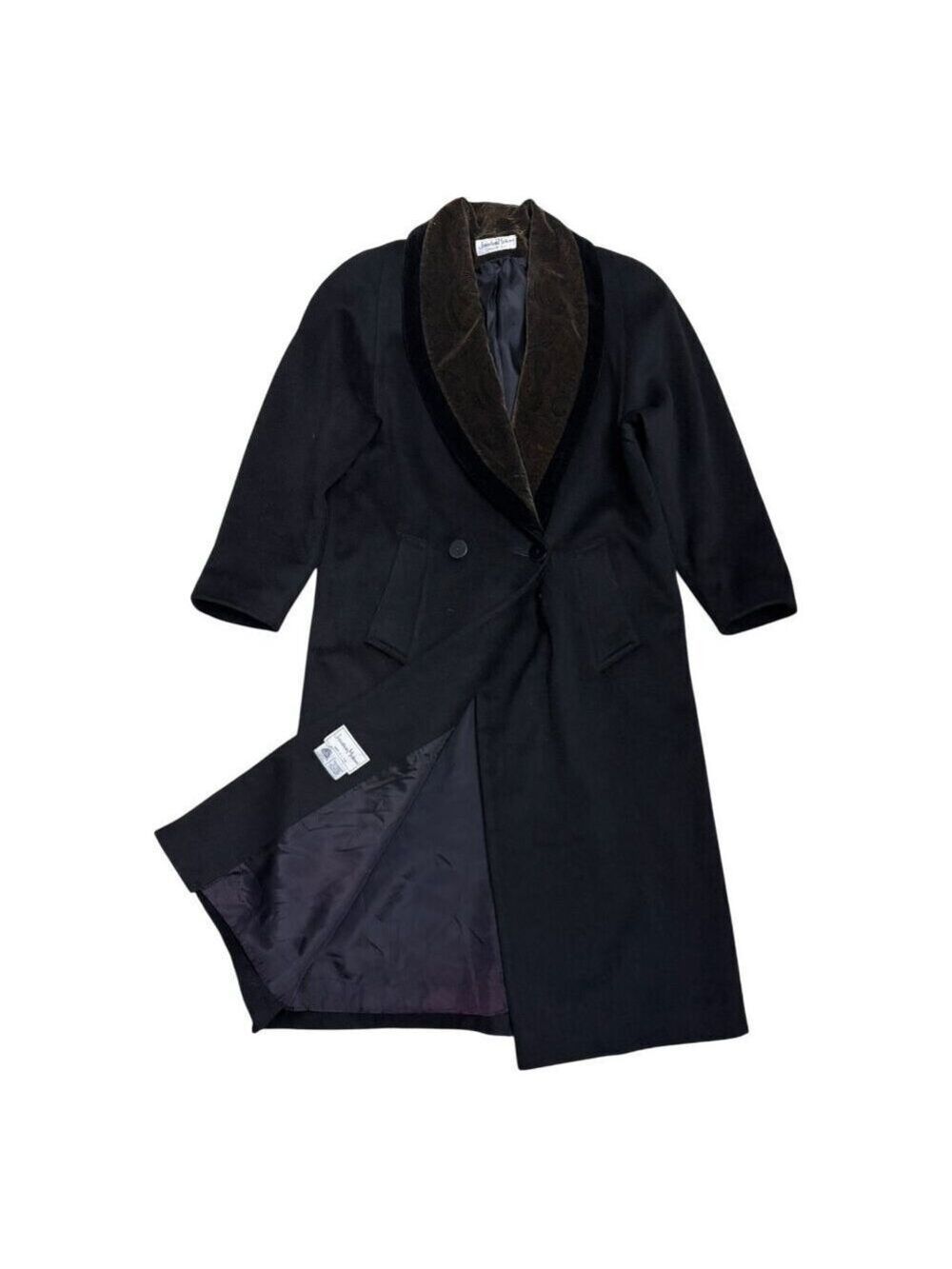VINTAGE JONATHAN MICHAEL Pure Wool Long Trench Retro Pea Coat Womens Large